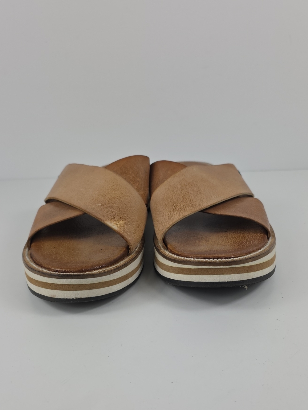 Roan by Bed Stu Shout Brown Leather Slip-on Platform Women's Sandals Size 9 - Picture 9 of 10